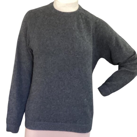 Lands' End 100% Cashmere Crew Neck Sweater Sz S 6/8 Charcoal Dk Gray #325A - Picture 1 of 8